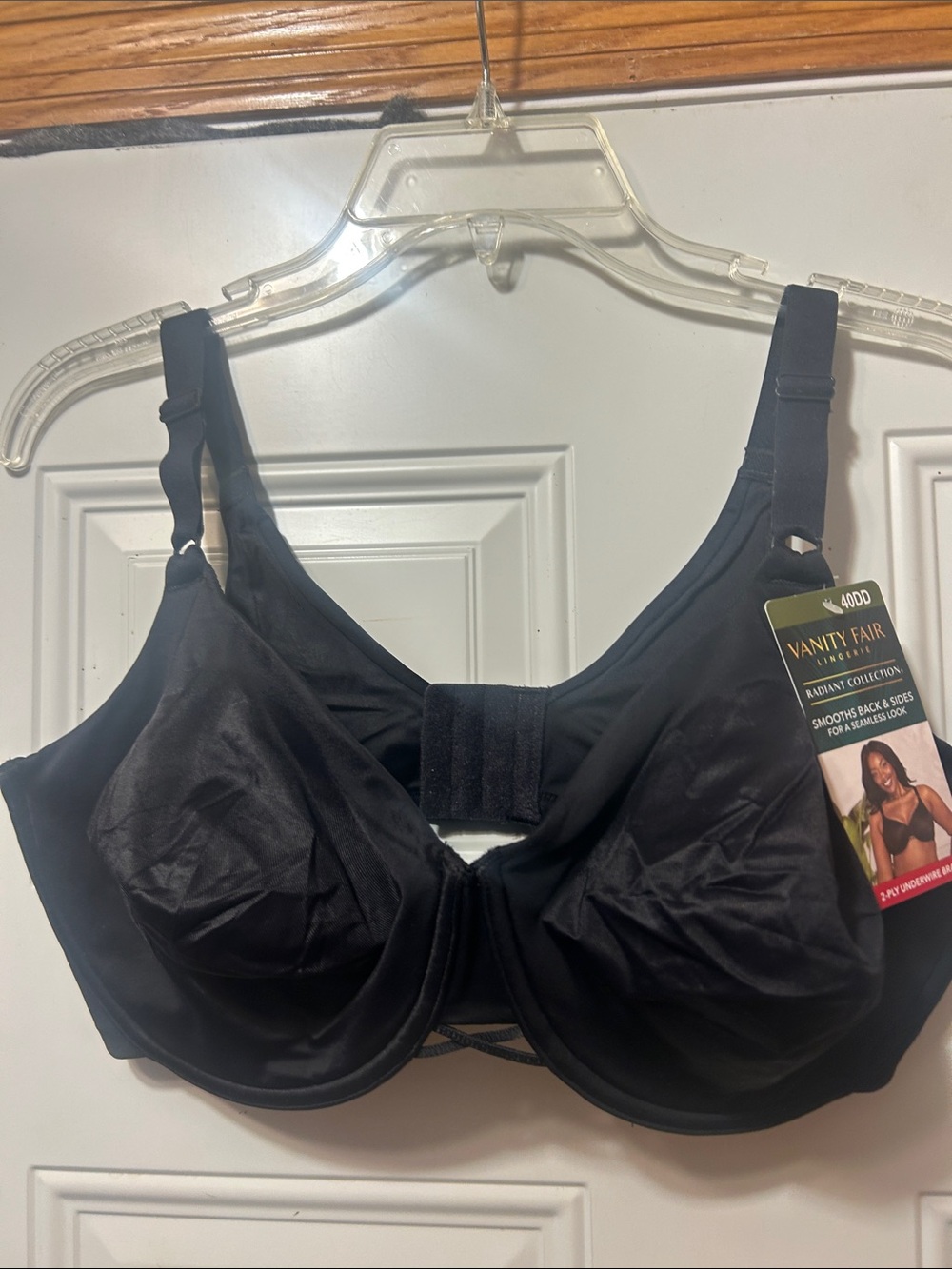 Vanity Fair Black‎ Supportive Underwire Bra with Adjustable Straps 40DD NWT